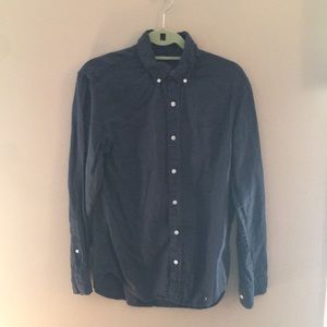 J Crew Linen Navy Button Down Medium
